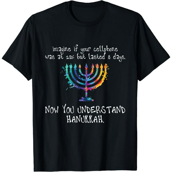 Hanukkah Chanukah - Cellphone Meme - Funny Jewish Gifts T-ShirtMen and women, Black T-shirt, size: Extra large