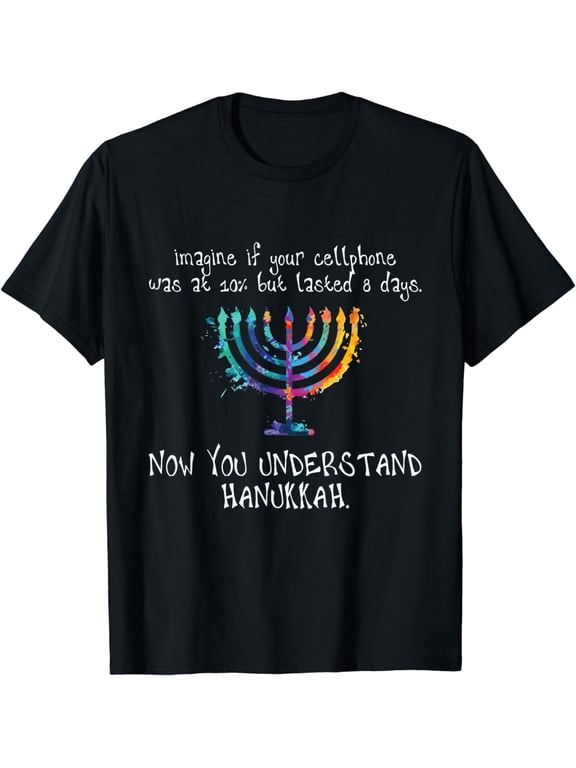 Hanukkah Chanukah - Cellphone Meme - Funny Jewish Gifts T-ShirtMen and women, Black T-shirt, size: Extra large