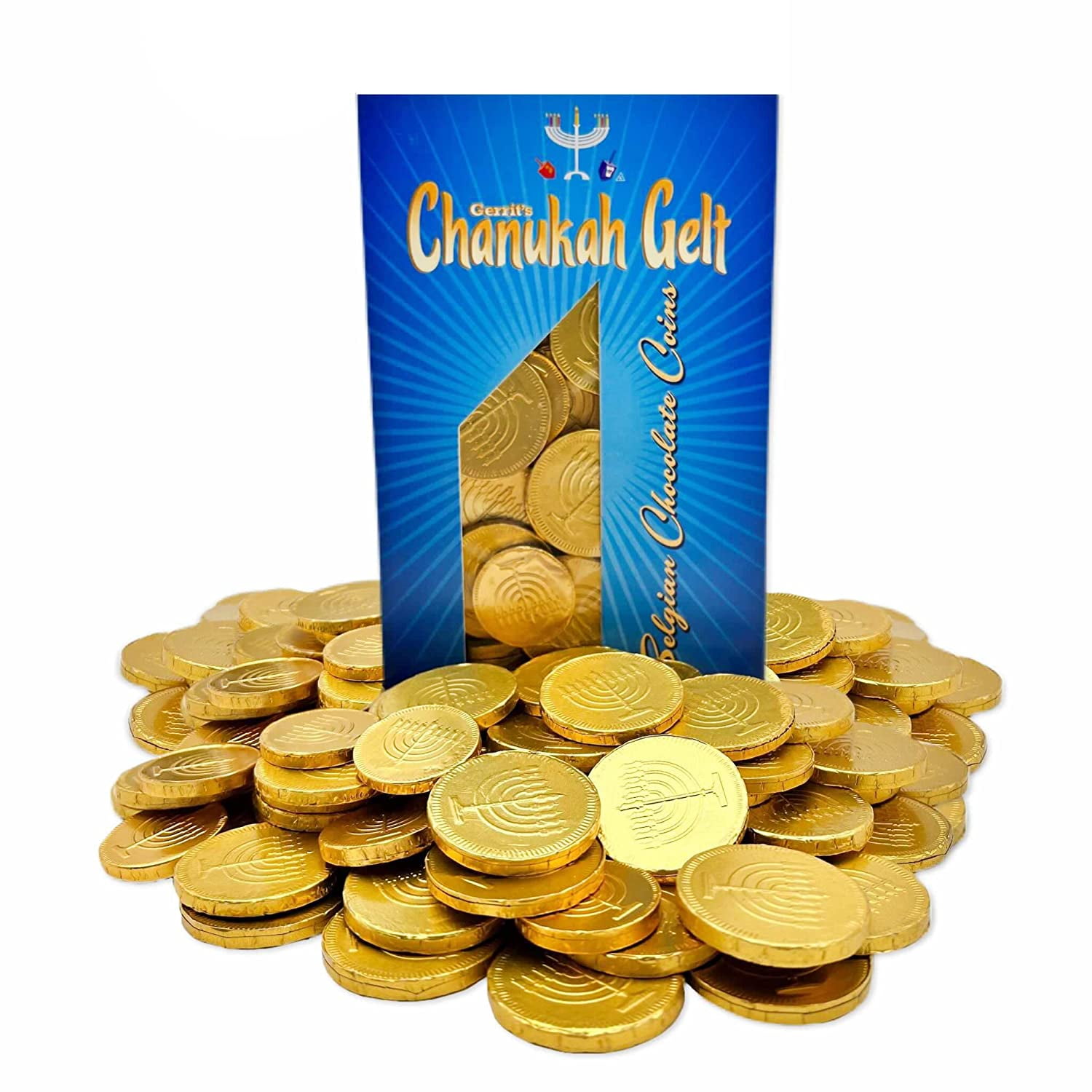Hanukkah Chanukah Gelt Milk Chocolate Gold Coins Candy, Bulk 1 Pound