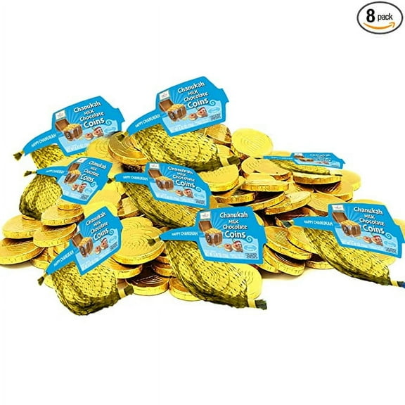 Chocolate Gelt Coins Kosher Certified Cholov Yisroel 8 Mesh Bags