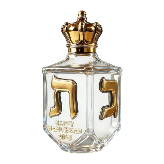 Hanukkah Commemorative Gold-Foiled Glass Whiskey Bottle, 360ml Decorative Wine Bottle for Spirits, Premium Collectible Gift for Celebrating Hanukkah