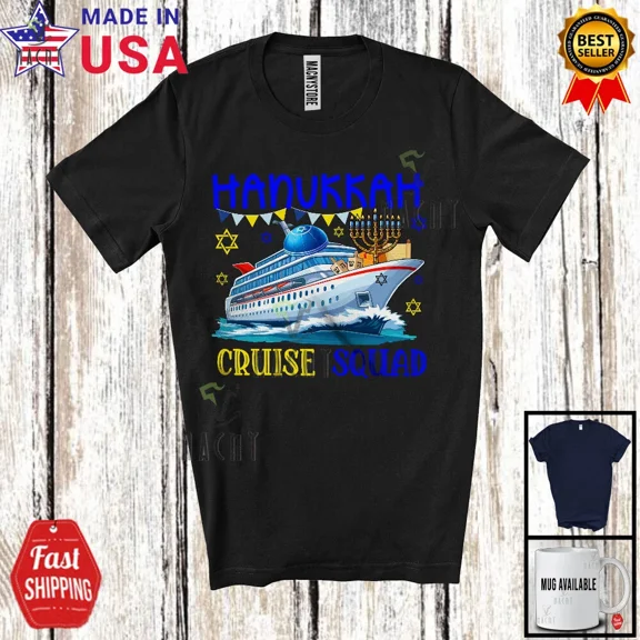 Hanukkah Cruise Squad; Menorah Kippah Hat Cruise Ship; Vacation Trip T-Shirt