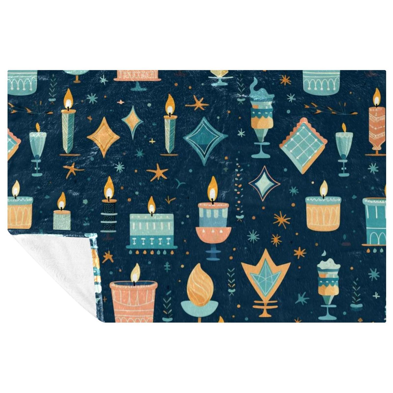 Hanukkah Custom Microfiber Throw Blanket, Soft and Warm Printed Throw