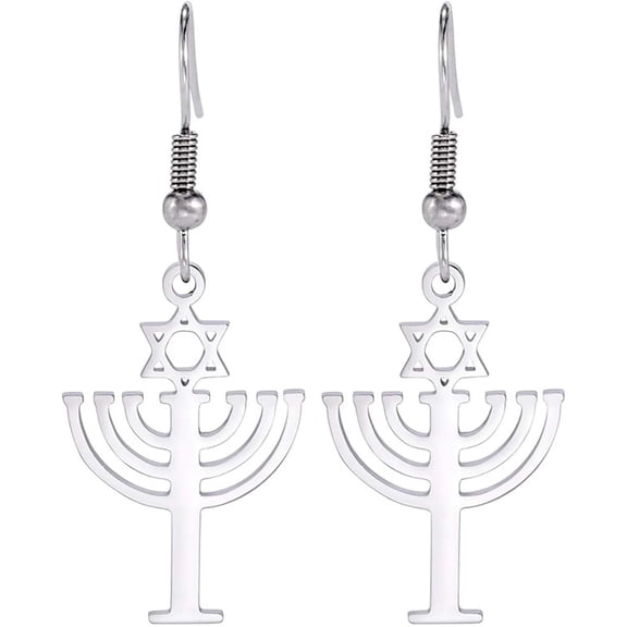 Hanukkah Dangle Earrings Star of David Stud Earrings for Women Chanukah Menorah Drop Earrings Hanukkah Jewelry Gift for Women Jewish Amulet