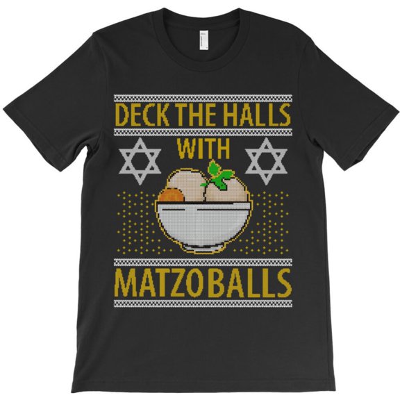 Hanukkah Deck The Halls With Matzo Balls Funny Funny Christmas Style Graphic T-Shirt G10600, Up to 5XL