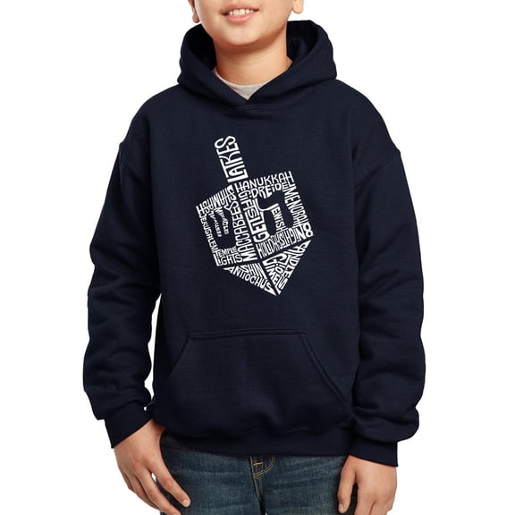 Hanukkah Dreidel - Boy's Word Art Hooded Sweatshirt