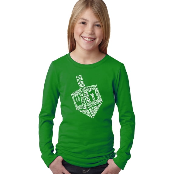 Hanukkah Dreidel - Girl's Word Art Long Sleeve T-Shirt