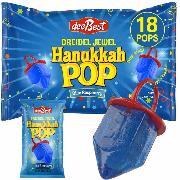 Hanukkah Gifts Dreidel Ring Shape Candy Lollipop Dreidels Blue Raspberry 18 Pops