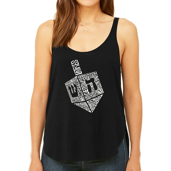 Hanukkah Dreidel - Women's Premium Word Art Flowy Tank Top