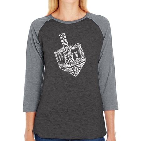 Hanukkah Dreidel - Women's Raglan Baseball Word Art T-Shirt
