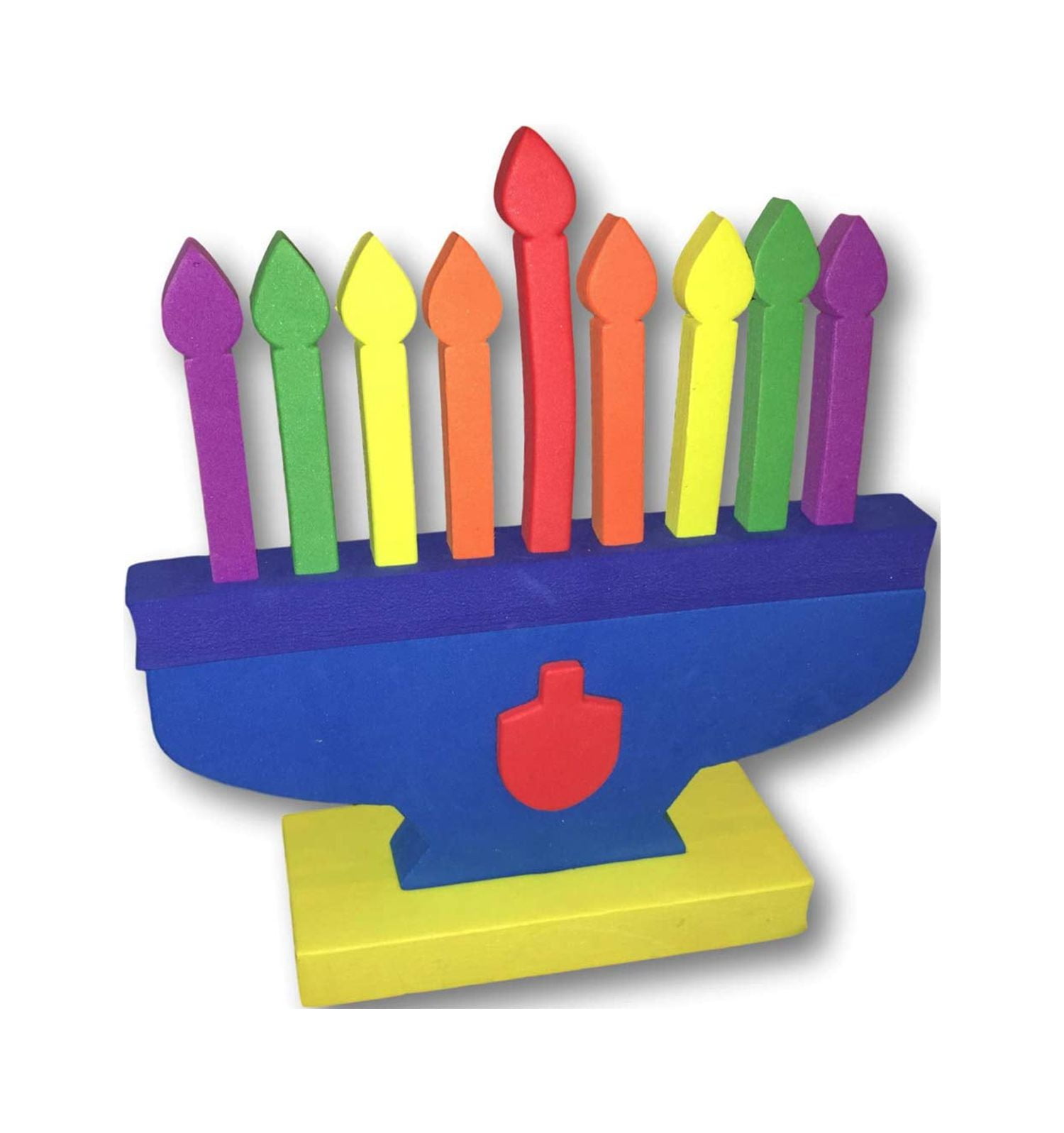 Hanukkah Foam Toy Menorah with Removable Colorful Candles and Dreidel