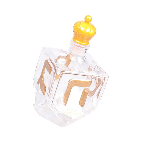 Hanukkah Glass Whiskeys Decanter Gold Raised Hebrew Characters Bottle for Jewishes Tradition and Table Centerpiece