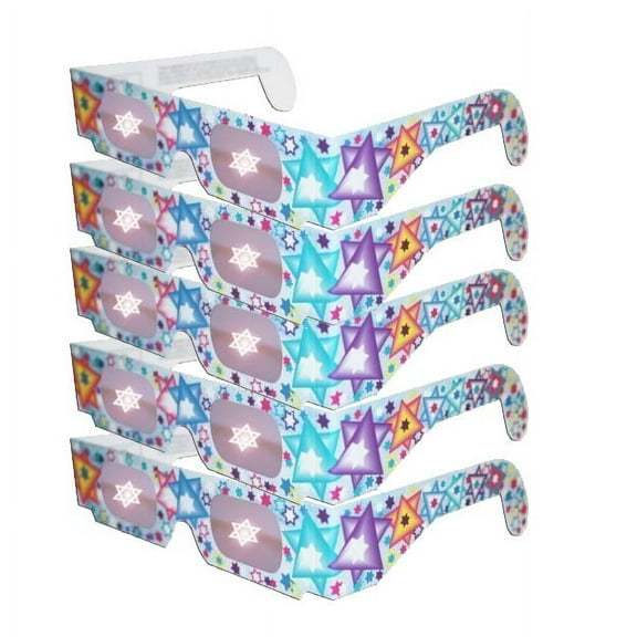 Hanukkah Glasses: See a STAR of DAVID at Every Bright Point of Light - Pack of 5 -