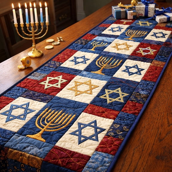 Hanukkah Grace Quilted Table Runner