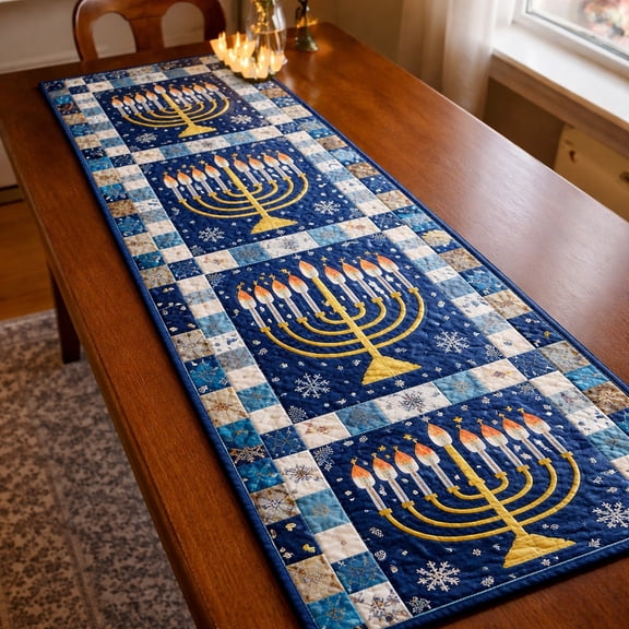 Hanukkah Grace Quilted Table Runner