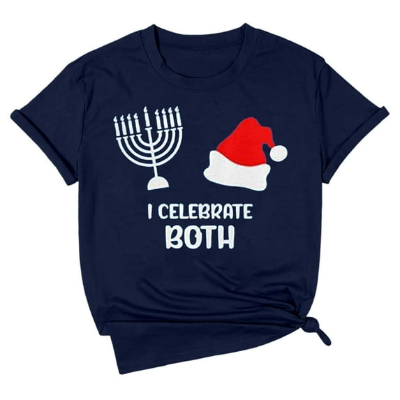 Hanukkah Graphic Print Short Sleeve Casual T Shirt Comfortable Top For Holiday Celebration And Daily Wear