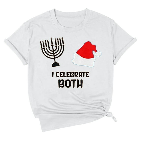 Hanukkah Graphic Print Short Sleeve Casual T Shirt Comfortable Top For Holiday Celebration And Daily Wear