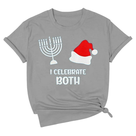 Hanukkah Graphic Print Short Sleeve Casual T Shirt Comfortable Top For Holiday Celebration And Daily Wear