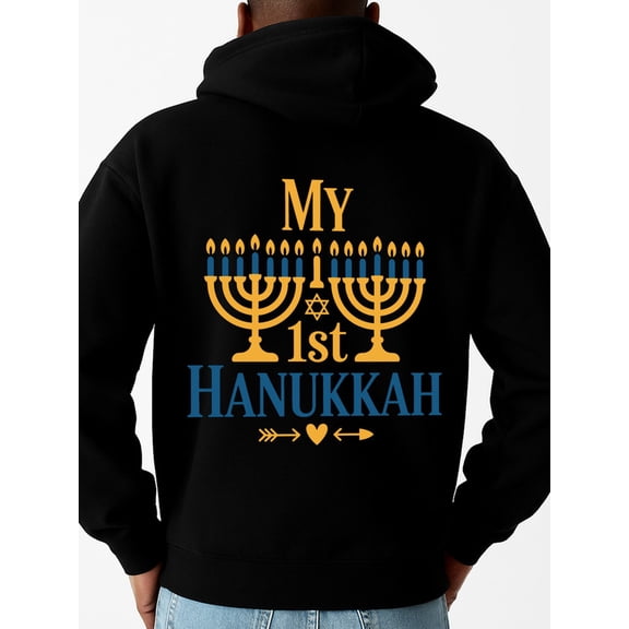 Hanukkah Hoodie graphic hoodies Hanukkah for men hoodies black Sweatshirt Streetwear For Winter Fall, As Gifts halloween Jewish interesting Fashion Unisex Shirt Printed tshirts