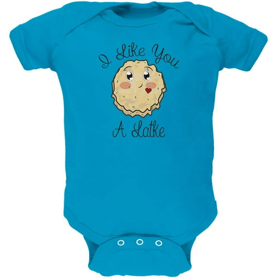 Hanukkah I Like You A Latke Soft Baby One Piece Turquoise 0-3 M
