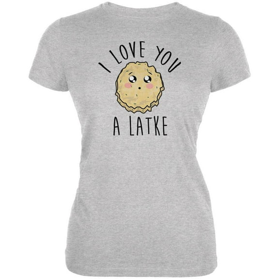 Hanukkah I Love You A Lot Latke Juniors Soft T Shirt Heather SM
