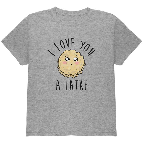 Hanukkah I Love You A Lot Latke Youth T Shirt Heather Youth X-SM
