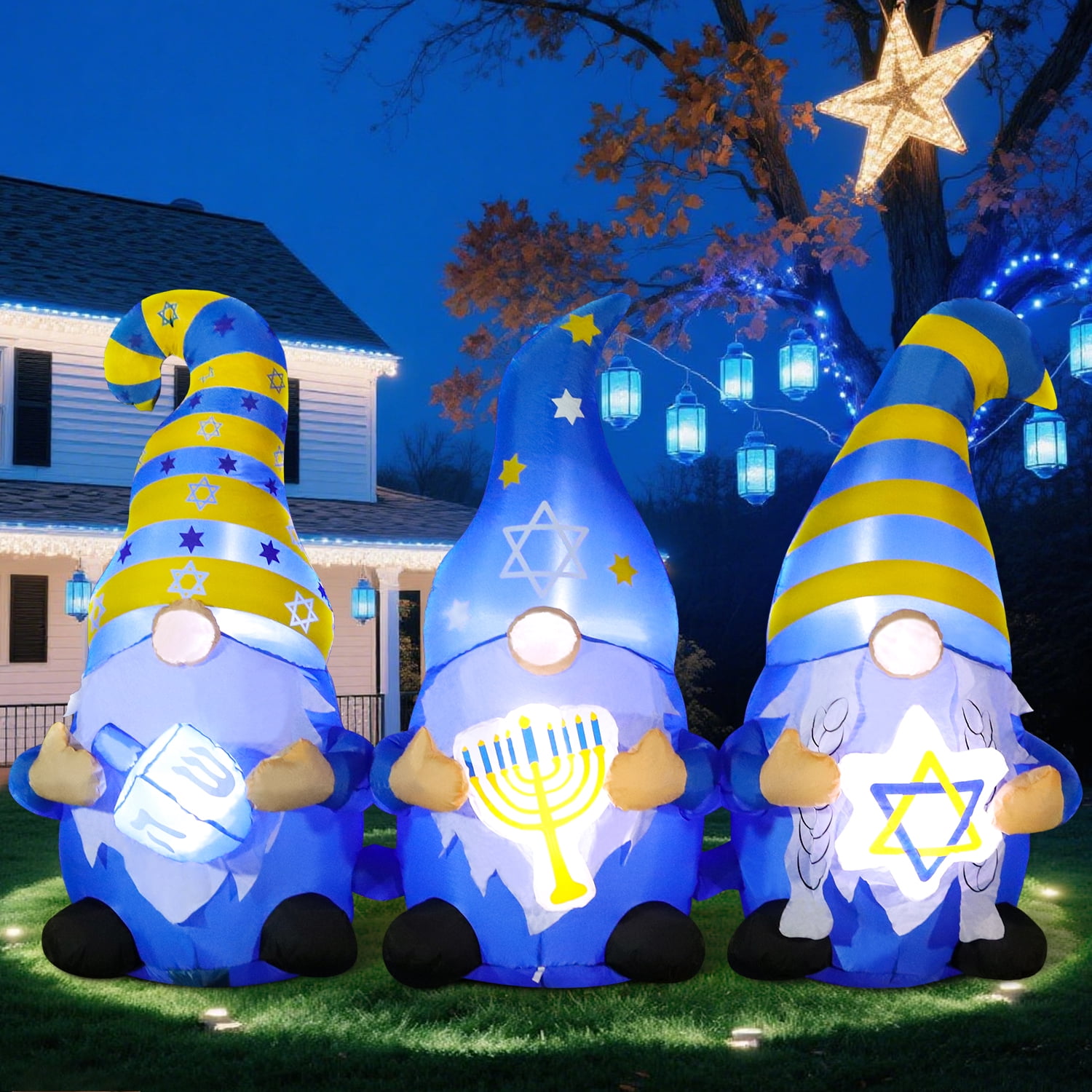 Hanukah Inflatable 6FT Hanukkah Inflatable Decorations Outdoor - Blow Up Chanukah Gnomes ...