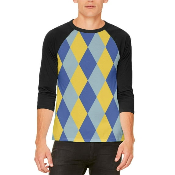 Hanukkah Jester Harlequin Costume Mens Raglan T Shirt White-Black SM