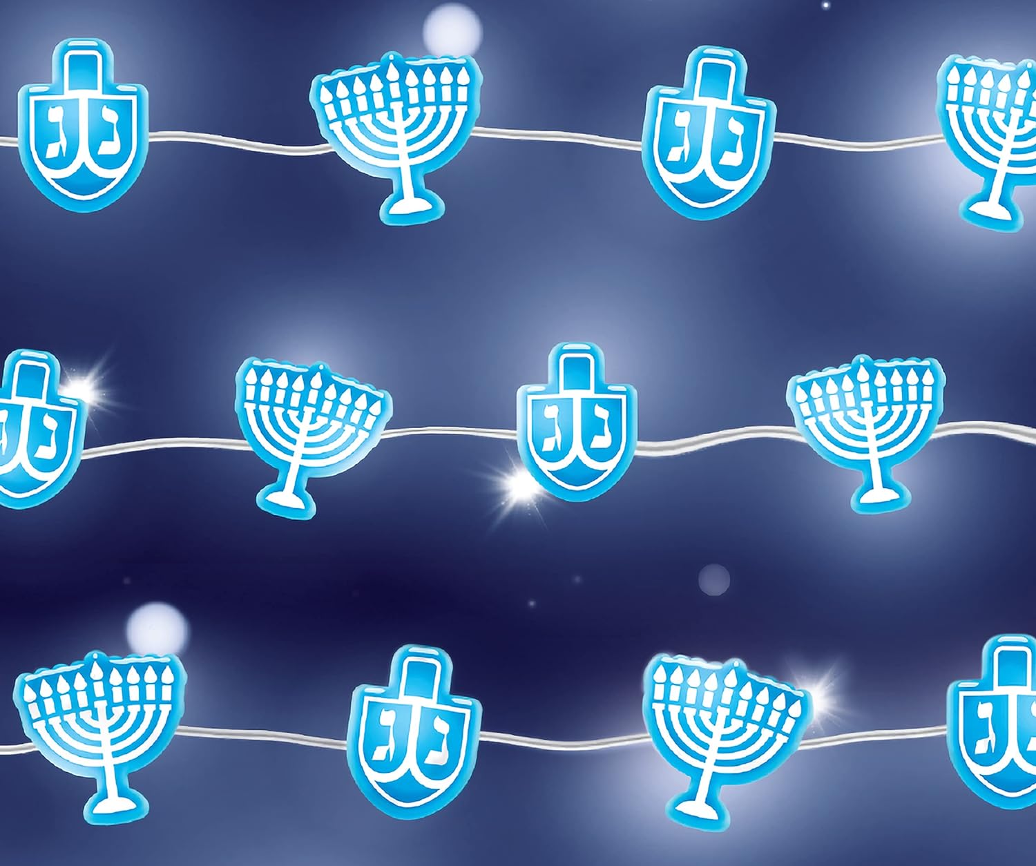 Hanukkah LED String Lights Indoor Decoration 14ft Blue and White