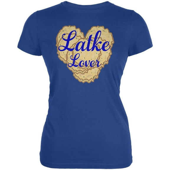 Hanukkah Latke Lover Juniors Soft T Shirt Royal MD
