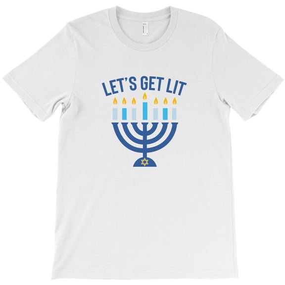 Hanukkah Let's Get Lit Themed Funny Jewish Holiday Graphic Design Style G33634 Unisex T-Shirt, Up to Size 5XL