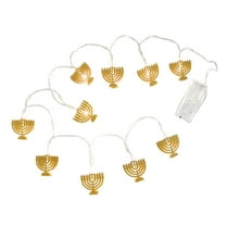 Hanukkah Lights & Decorations, 9-Candle Menorah LED String with Battery for Jewish Holiday Home Window Display, B