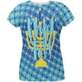thumbnail image 1 of Hanukkah Mazel Tov Menorah Dreidel All Over Womens T Shirt, 1 of 1