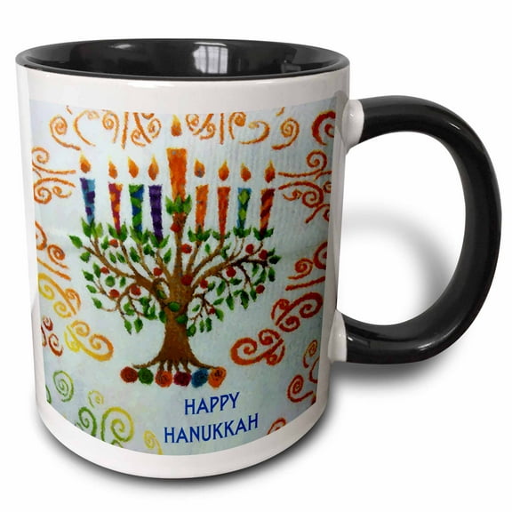 3drose, Hanukkah Menorah, 15oz Two-tone Black Mug