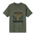 thumbnail image 1 of Hanukkah Menorah Adult Green Crew Neck Short Sleeve Tee-XL, 1 of 3