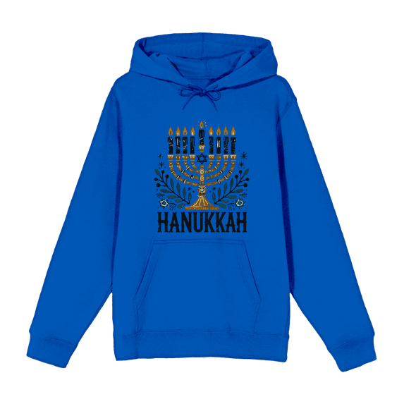 Hanukkah Menorah Adult Royal Blue Long Sleeve Hoodie-XXL