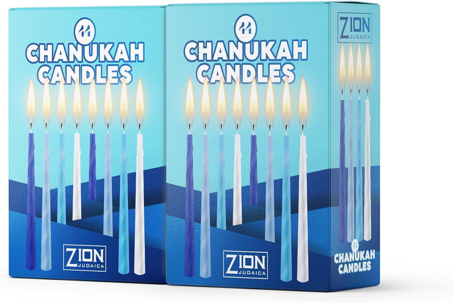 Hanukkah Menorah Candles 2 Pack Box of 44 MultiBlue With Prayer Card
