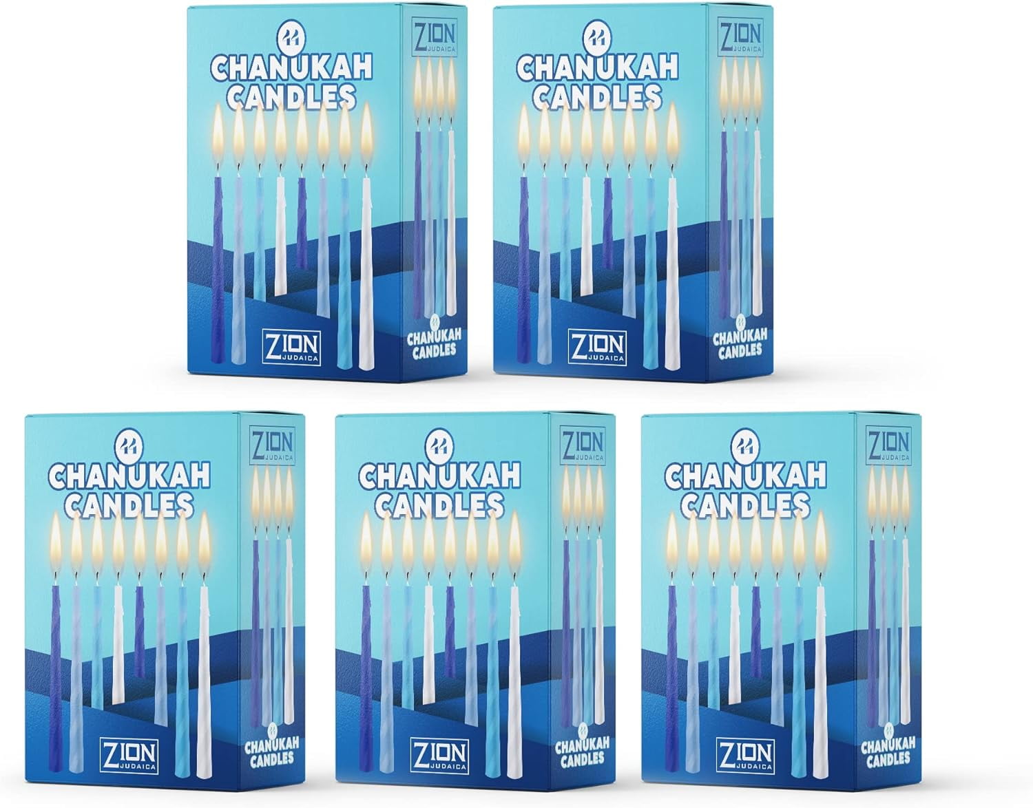 Hanukkah Menorah Candles Box of 44 MultiBlue With Prayer Card Spiral