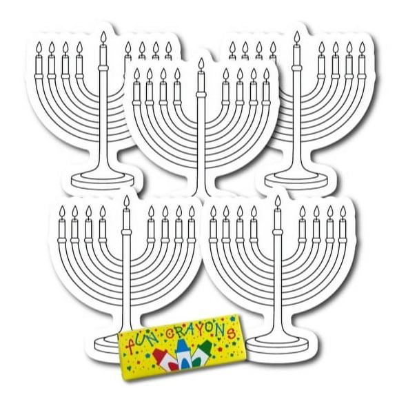 Hanukkah Menorah DIY Holiday Magnet Decal, 5 Menorah Pack, Creative Artistic Gift Idea