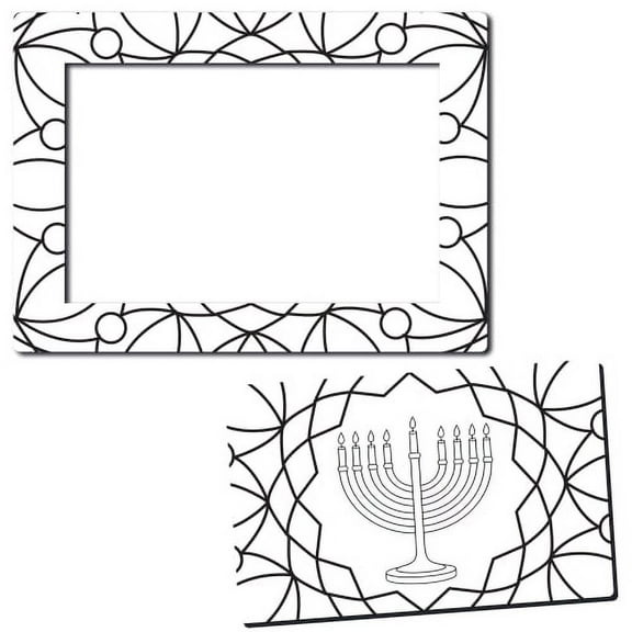 Hanukkah Menorah DIY Picture Frame Magnet Decal, 5x7 Inches with a 3.5x5.5 Inch Cut-Out