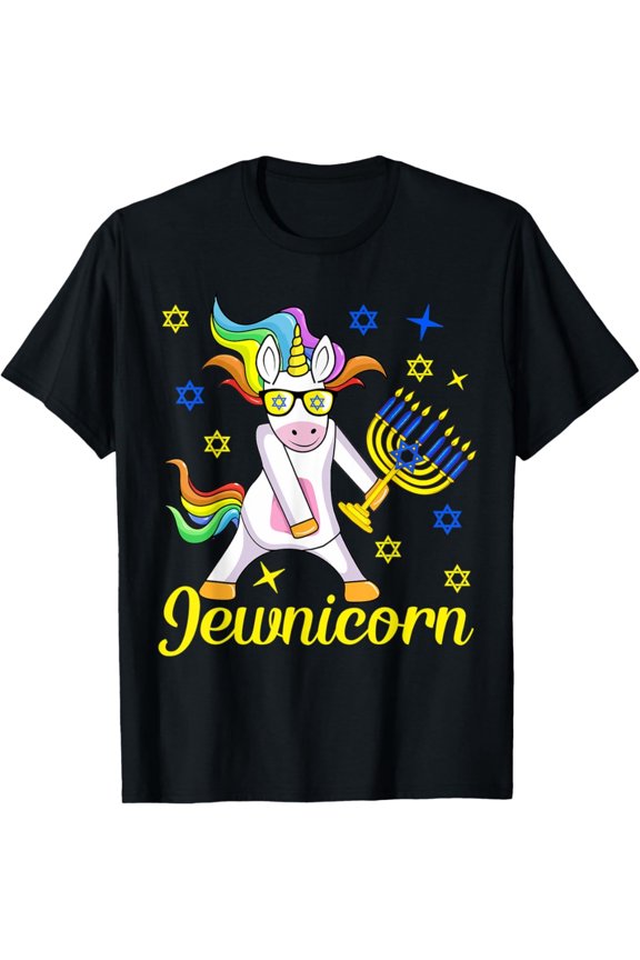 Hanukkah Menorah Dabbing Unicorn Funny Chanukah Jewish Gift T-Shirt Celebrating Hanukkah Festive Design Best Gift to Men Women Dad Mom Friends