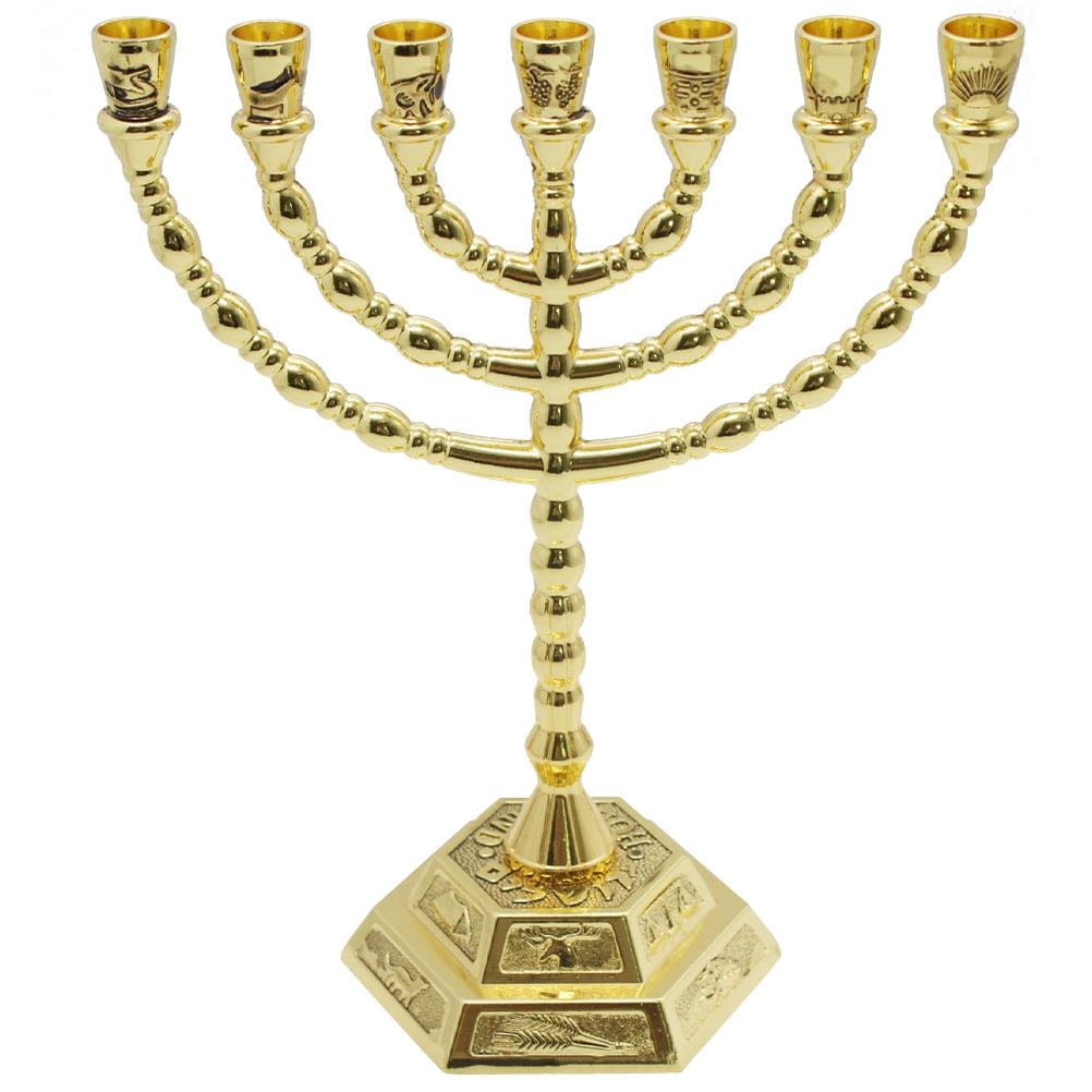 Hanukkah Menorah Jewish Candle Holder 7 Branches Candlestick Metal