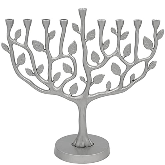 Hanukkah Menorah Large Tree of Life Pewter Finish 11 Inches Long
