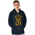 thumbnail image 1 of Hanukkah Menorah Let's Get Lit Unisex Fleece Graphic Zip Up Hoodie Brisco Brands 5X, 1 of 6