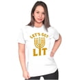 thumbnail image 1 of Hanukkah Menorah Let's Get Lit Womens Fitted Plus Size Graphic Tee Brisco Brands 2X, 1 of 5
