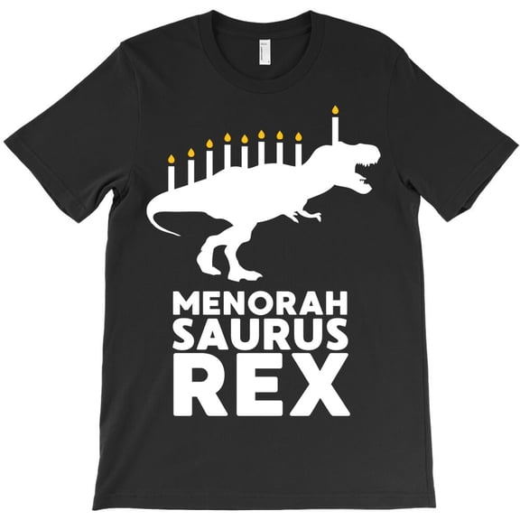 Hanukkah Menorasaurus Themed Funny Jewish Holiday Graphic Design Style G33143 Unisex T-Shirt, Up to Size 5XL