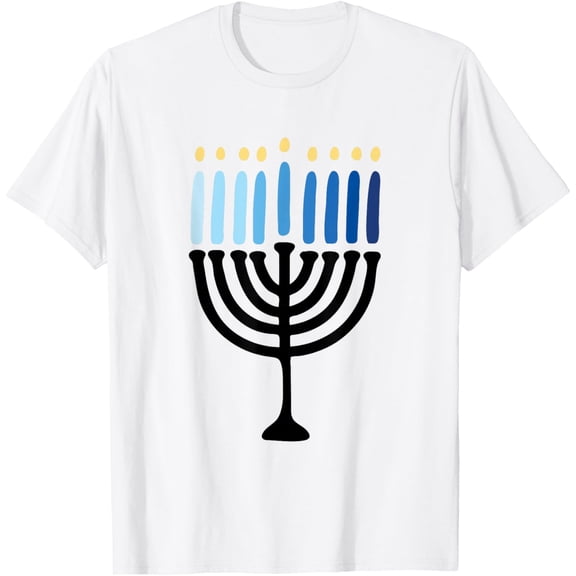 Hanukkah Minimalistic Menorah Hanukkah T-ShirtMen and women, White T-shirt, size: Extra large