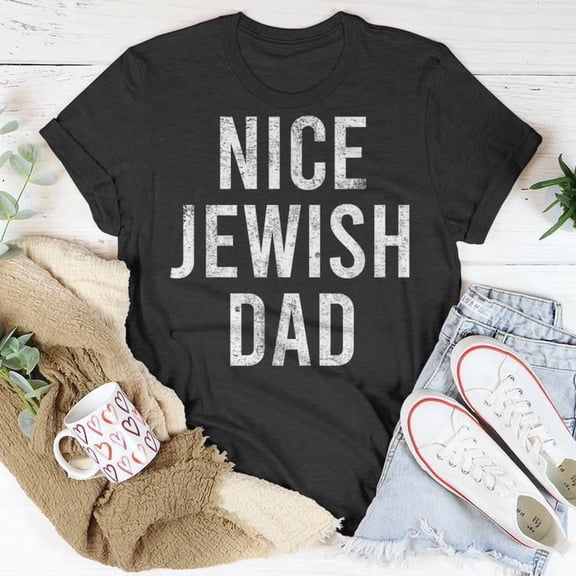 Hanukkah Nice Jewish Dad Cool Chanukah Festival T-Shirt Unisex Adult Cotton Comfortable Holiday Celebration Casual Tee, Size XL, Color Black