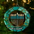 thumbnail image 1 of Hanukkah Ornament 2025 – Blue & Gold Jewish Hanukkah Decoration, Round Stained Glass Ornament for Tree or Window, for Families & Jewish Home Décor Fans, 1 of 3