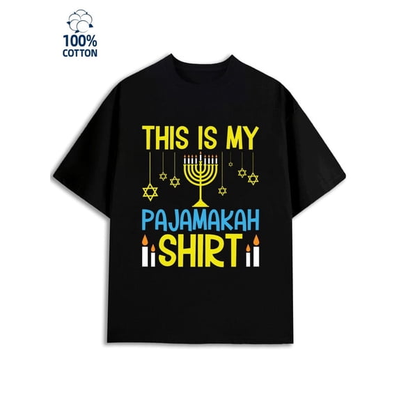 Greenink Hanukkah Shirt mens Hanukkah 180G 100% Cotton black interesting Hopeful Vintage Unisex Shirt Crewneck tshirts Original Unisex Shirt Cotton tshirts Retro Unisex Shirt Cotton tshirts